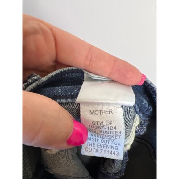 NEW Mother Hustler Patch Pocket Ankle Fray Out for the Evening Blue Jean Size:28 - Picture 7 of 8